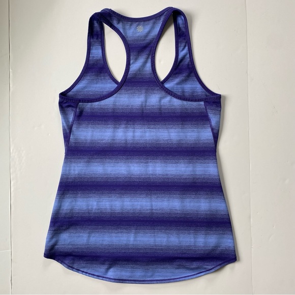 Athleta Tank Top in Size Medium Women's T back Blue Stripes athletic shirt top - Picture 1 of 16
